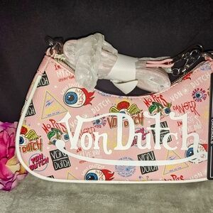 Von Dutch Jax Light Pink Chaos Shoulder Bag